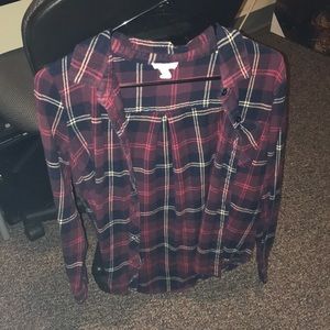 Burgundy plaid shirt